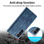 For Samsung Galaxy S24+ 5G LC.IMEEKE Strong Magnetism Microfiber Leather Phone Case(Blue)