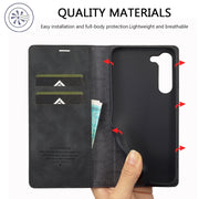 For Samsung Galaxy S24 5G LC.IMEEKE Strong Magnetism Microfiber Leather Phone Case(Black)