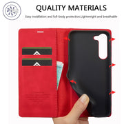 For Samsung Galaxy S24 5G LC.IMEEKE Strong Magnetism Microfiber Leather Phone Case(Red)