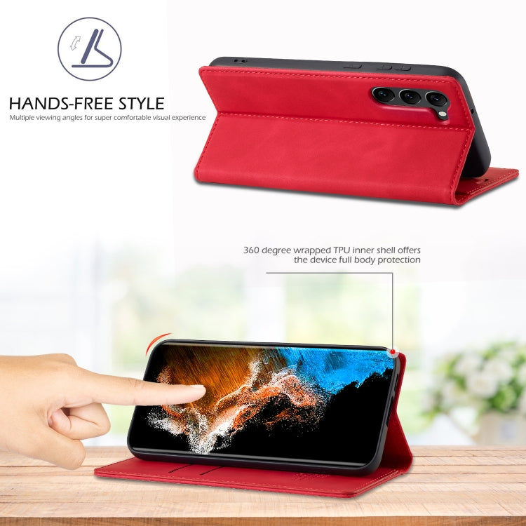 For Samsung Galaxy S24 5G LC.IMEEKE Strong Magnetism Microfiber Leather Phone Case(Red)
