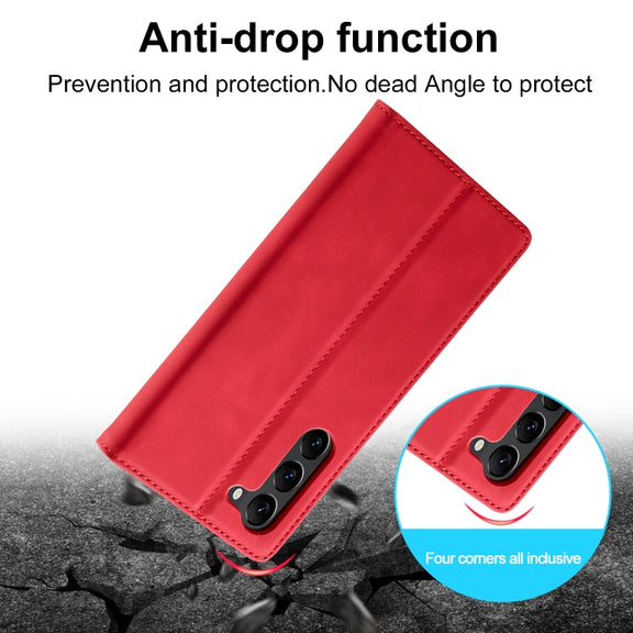 For Samsung Galaxy S24 5G LC.IMEEKE Strong Magnetism Microfiber Leather Phone Case(Red)