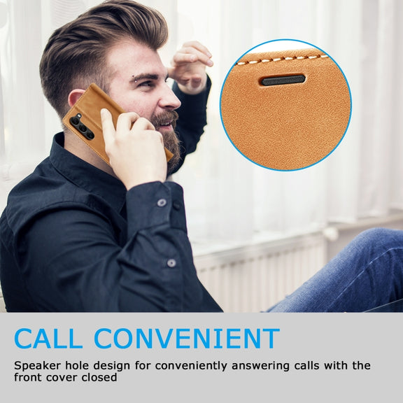 For Samsung Galaxy S24 5G LC.IMEEKE Strong Magnetism Microfiber Leather Phone Case(Brown)