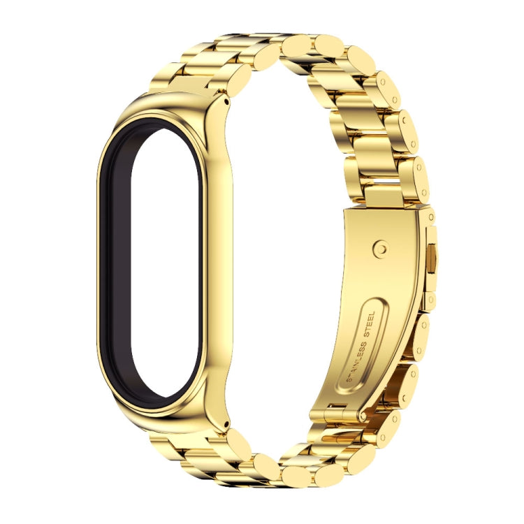 For Xiaomi Mi Band 8 Mijobs CS Case Three Bead Metal Stainless Steel Watch Band(Gold) - free shipping - PMc TechLife - Order now!