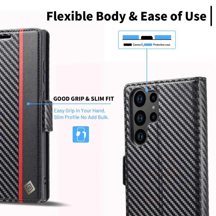 For Samsung Galaxy S24 Ultra 5G LC.IMEEKE Carbon Fiber Leather Phone Case(Vertical Black) - free shipping - PMC Jewellery - Order now!