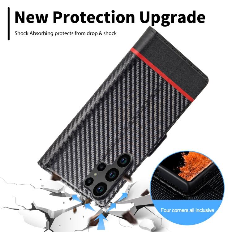 For Samsung Galaxy S24 Ultra 5G LC.IMEEKE Carbon Fiber Leather Phone Case(Horizontal Black)