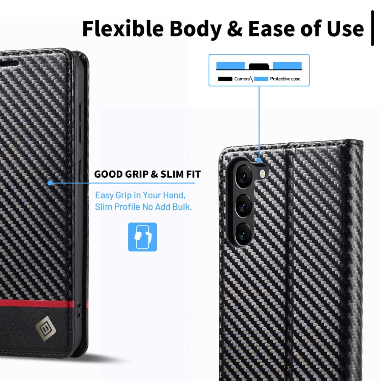 For Samsung Galaxy S24 5G LC.IMEEKE Carbon Fiber Leather Phone Case(Horizontal Black)