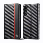 For Samsung Galaxy S24+ 5G LC.IMEEKE Carbon Fiber Leather Phone Case(Vertical Black)