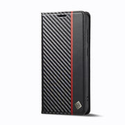 For Samsung Galaxy S24+ 5G LC.IMEEKE Carbon Fiber Leather Phone Case(Vertical Black)