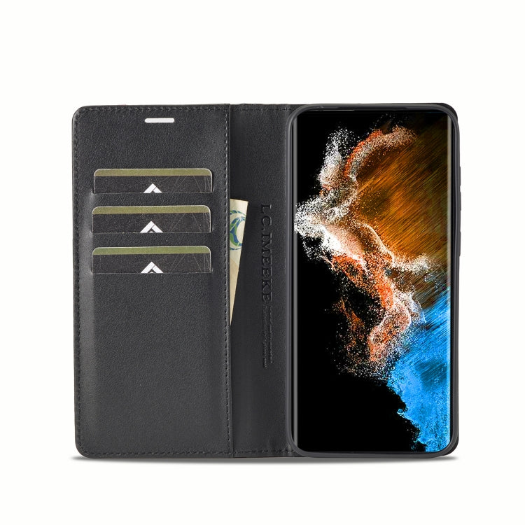 For Samsung Galaxy S24+ 5G LC.IMEEKE Carbon Fiber Leather Phone Case(Vertical Black)