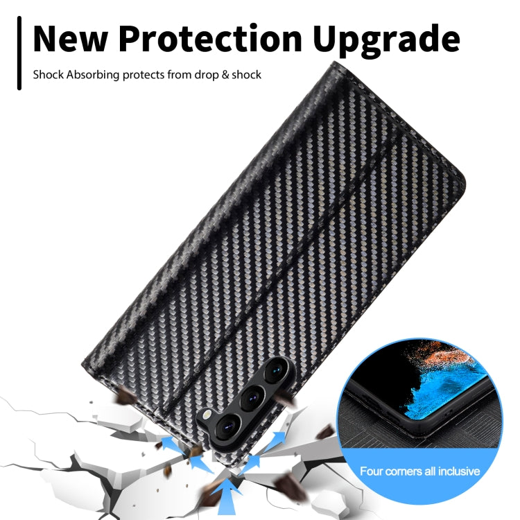 For Samsung Galaxy S24+ 5G LC.IMEEKE Carbon Fiber Leather Phone Case(Vertical Black)