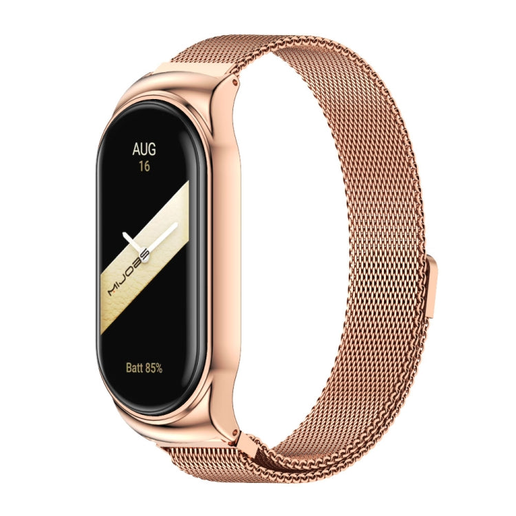 For Xiaomi Mi Band 8 Mijobs CS Case Milan Magnetic Stainless Steel Watch Band(Rose Gold) - Watch Bands by MIJOBS | Online Shopping South Africa | PMC TechLife