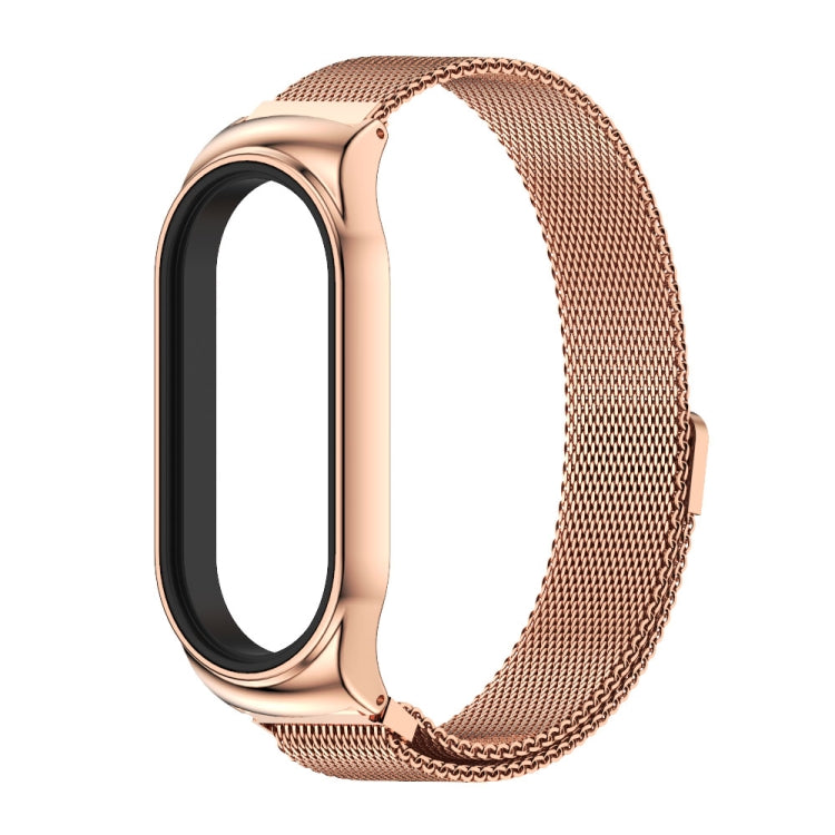 For Xiaomi Mi Band 8 Mijobs CS Case Milan Magnetic Stainless Steel Watch Band(Rose Gold) - Watch Bands by MIJOBS | Online Shopping South Africa | PMC TechLife