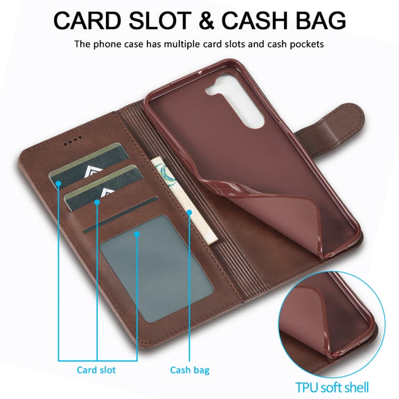 For Samsung Galaxy S24 5G LC.IMEEKE Calf Texture Leather Phone Case(Coffee)