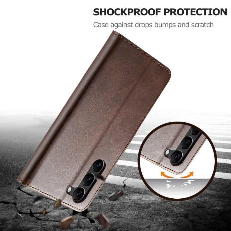 For Samsung Galaxy S24 5G LC.IMEEKE Calf Texture Leather Phone Case(Coffee)