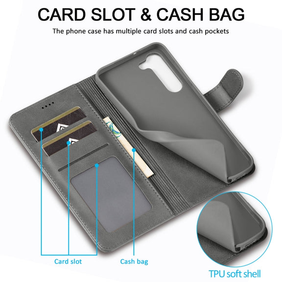 For Samsung Galaxy S24+ 5G LC.IMEEKE Calf Texture Leather Phone Case(Grey)
