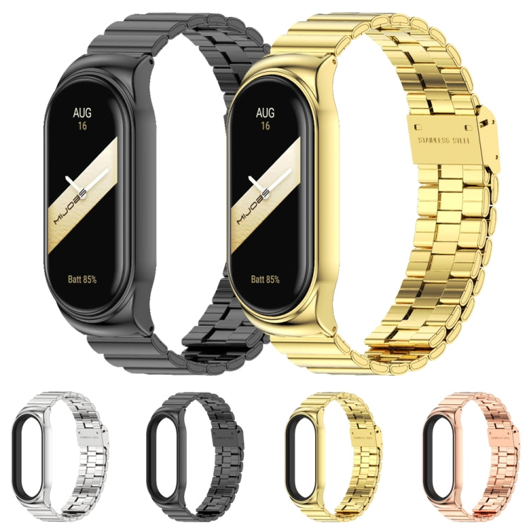 For Xiaomi Mi Band 8 Mijobs CS Case Bamboo Buckle Metal Watch Band(Silver)