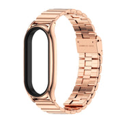 For Xiaomi Mi Band 8 Mijobs Plus Case Bamboo Buckle Metal Watch Band(Rose Gold)