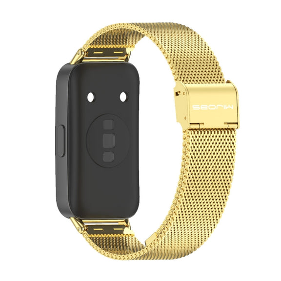 For Huawei Band 8 / 9 / 10 Mijobs Milan Buckle Stainless Steel Watch Band(Gold)