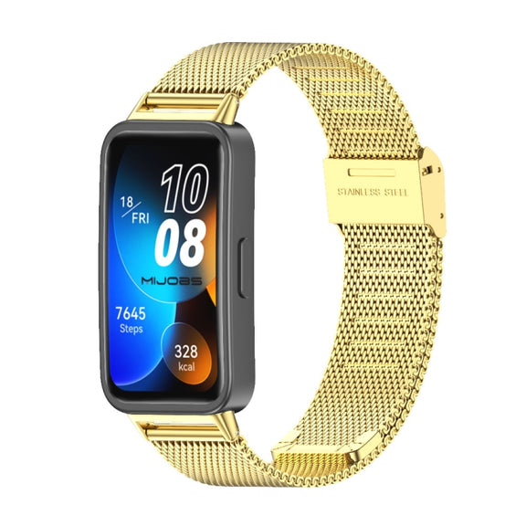 For Huawei Band 8 / 9 / 10 Mijobs Milan Buckle Stainless Steel Watch Band(Gold)