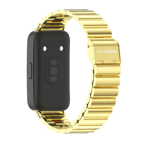 For Huawei Band 8 / 9 / 10 Mijobs Bamboo Buckle Stainless Steel Watch Band(Gold)