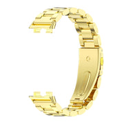 For Huawei Band 8 / 9 / 10 Mijobs Three Bead Bamboo Stainless Steel Watch Band(Gold)