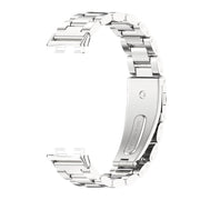 For Huawei Band 8 / 9 / 10 Mijobs Three Bead Bamboo Stainless Steel Watch Band(Silver)