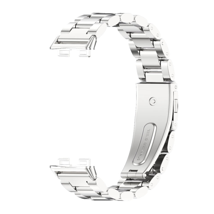 For Huawei Band 8 / 9 / 10 Mijobs Three Bead Bamboo Stainless Steel Watch Band(Silver)