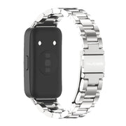 For Huawei Band 8 / 9 / 10 Mijobs Three Bead Bamboo Stainless Steel Watch Band(Silver)
