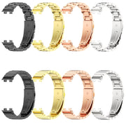 For Huawei Band 8 / 9 / 10 Mijobs Three Bead Bamboo Stainless Steel Watch Band(Silver)