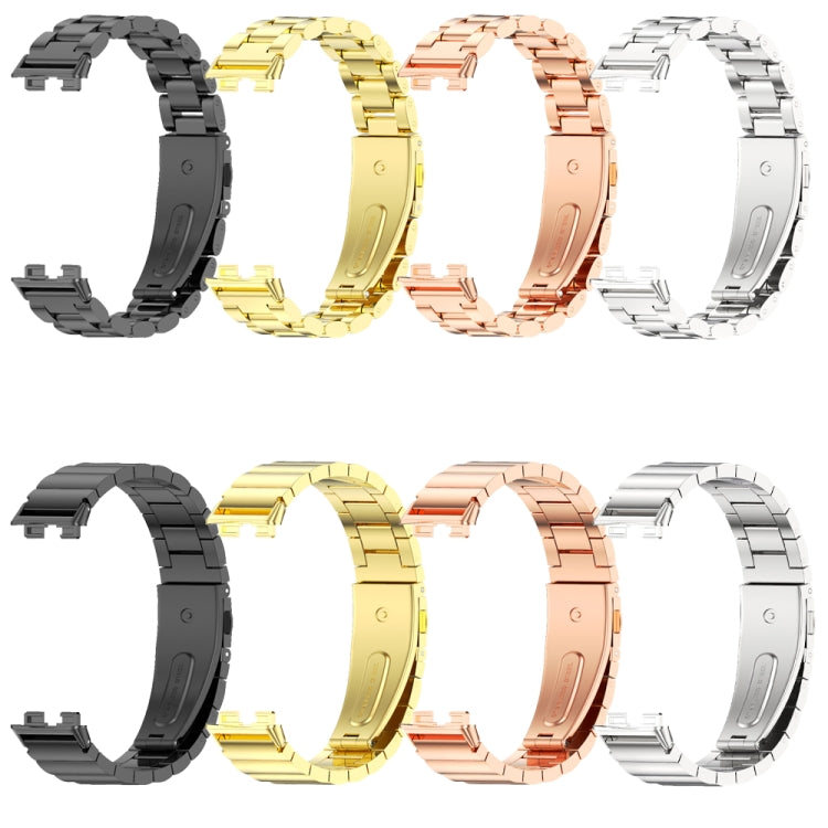 For Huawei Band 8 / 9 / 10 Mijobs Three Bead Bamboo Stainless Steel Watch Band(Gold)