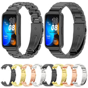 For Huawei Band 8 / 9 / 10 Mijobs Three Bead Bamboo Stainless Steel Watch Band(Gold)