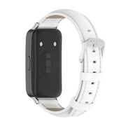 For Huawei Band 8 / 9 / 10 Mijobs Cowhide Leather Watch Band(White Silver)