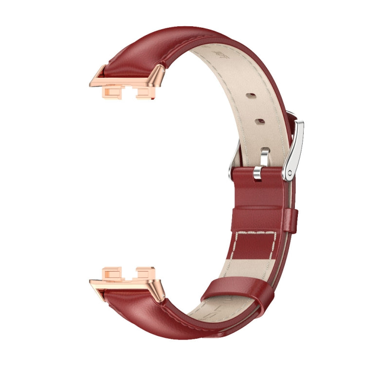 For Huawei Band 8 / 9 / 10 Mijobs Cowhide Leather Watch Band(Red Rose Gold) - free shipping - PMC TechLife - Order now!