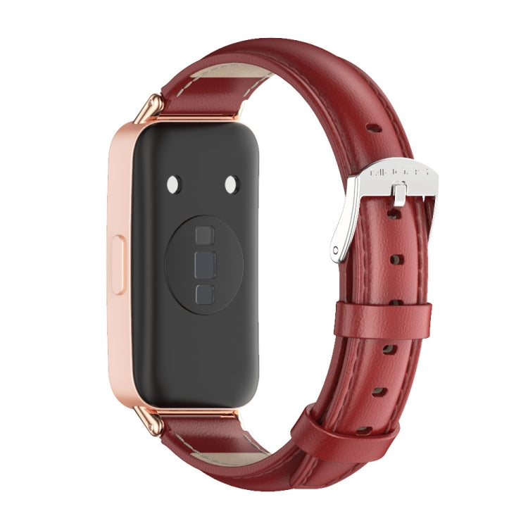 For Huawei Band 8 / 9 / 10 Mijobs Cowhide Leather Watch Band(Red Rose Gold) - free shipping - PMC TechLife - Order now!
