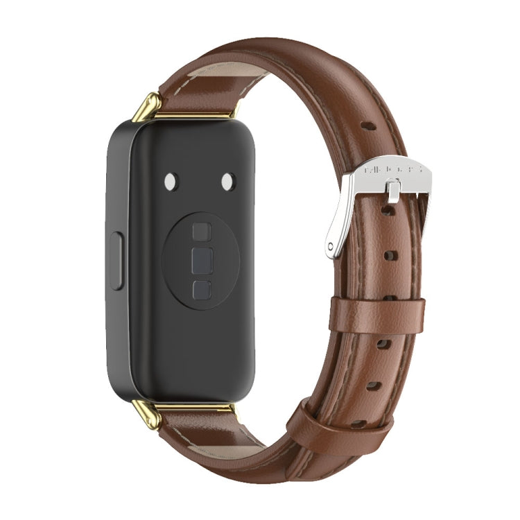 For Huawei Band 8 / 9 / 10 Mijobs Cowhide Leather Watch Band(Brown Gold) - free shipping - PMC TechLife - Order now!