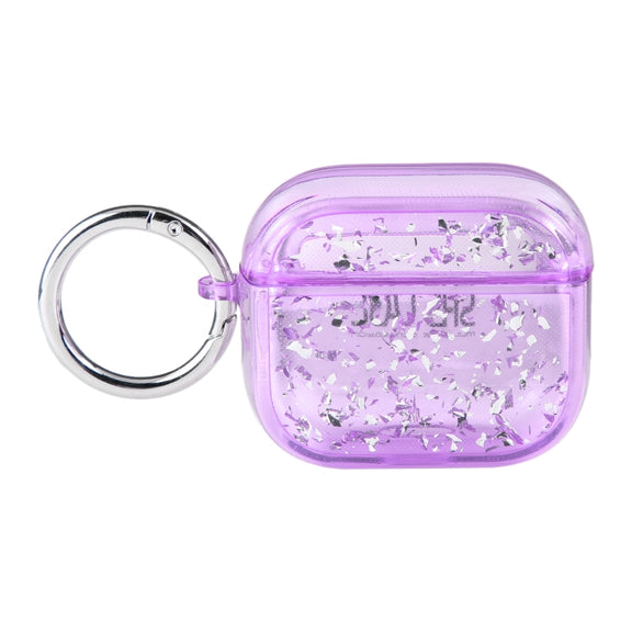For AirPods Pro Silver Foil Epoxy Bluetooth Earphone Protective Case(Purple)