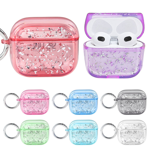 For AirPods Pro Silver Foil Epoxy Bluetooth Earphone Protective Case(Pink)