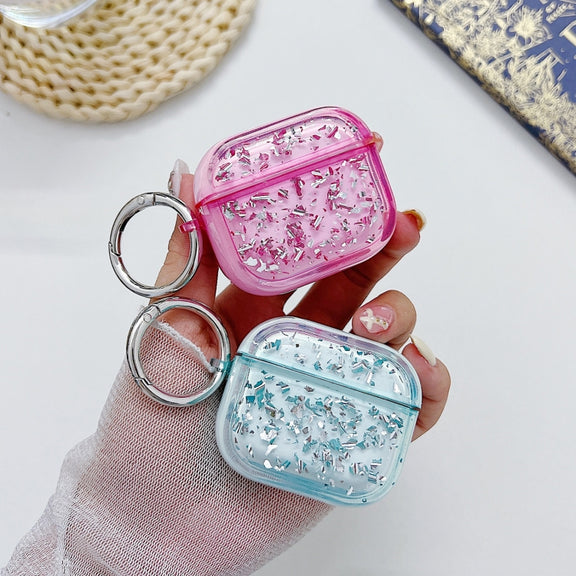 For AirPods Pro Silver Foil Epoxy Bluetooth Earphone Protective Case(Black)