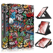 For Samsung Galaxy Tab S9 360 Rotation Stand Painted Smart Leather Tablet Case(Graffiti)