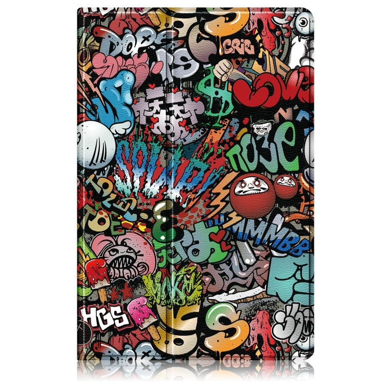 For Samsung Galaxy Tab S9 360 Rotation Stand Painted Smart Leather Tablet Case(Graffiti)