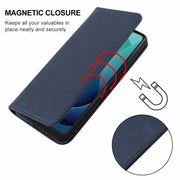 For Motorola Moto G 5G 2024 Magnetic Closure Leather Phone Case(Blue)