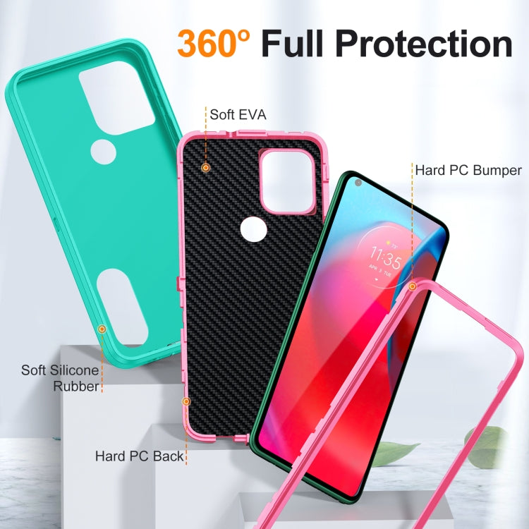 For Motorola Moto G Stylus 5G Rugged PC + Silicone Phone Case with Holder(Light Green+Rose Red) - Motorola Cases by PMC TechLife | Online Shopping South Africa | PMC TechLife