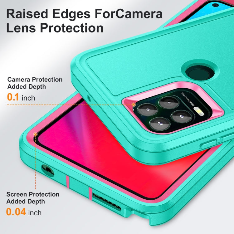 For Motorola Moto G Stylus 5G Rugged PC + Silicone Phone Case with Holder(Light Green+Rose Red) - Motorola Cases by PMC TechLife | Online Shopping South Africa | PMC TechLife
