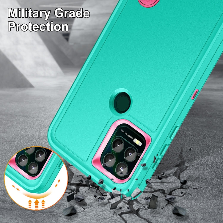 For Motorola Moto G Stylus 5G Rugged PC + Silicone Phone Case with Holder(Light Green+Rose Red) - Motorola Cases by PMC TechLife | Online Shopping South Africa | PMC TechLife