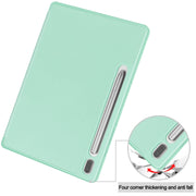 For Samsung Galaxy Tab S9 3-Fold Pure Color TPU Smart Leather Tablet Case with Pen Slot(Mint Green)