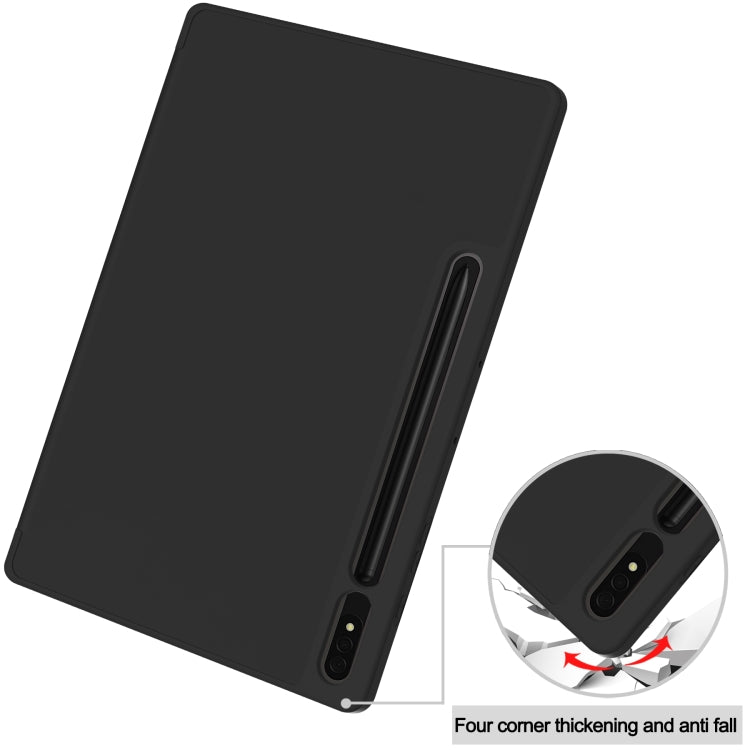 For Samsung Galaxy Tab S9+ 3-Fold Pure Color TPU Smart Leather Tablet Case with Pen Slot(Black) - free shipping - PMC Jewellery - Order now!