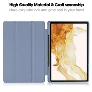 For Samsung Galaxy Tab S9+ 3-Fold Pure Color TPU Smart Leather Tablet Case with Pen Slot(Lavender)