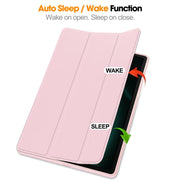For Samsung Galaxy Tab S9 FE+ / S10+ 3-Fold Pure Color TPU Smart Leather Tablet Case with Pen Slot(Pink)