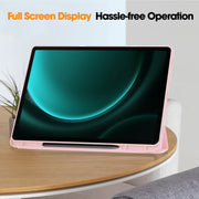 For Samsung Galaxy Tab S9 FE+ / S10+ 3-Fold Pure Color TPU Smart Leather Tablet Case with Pen Slot(Pink)