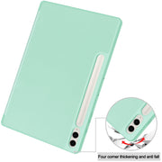 For Samsung Galaxy Tab S9 FE+ / S10+ 3-Fold Pure Color TPU Smart Leather Tablet Case with Pen Slot(Mint Green)